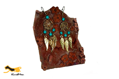 Gold and Turquoise Stone Earrings